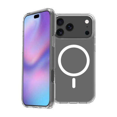 iPhone 17 Pro  High Quality Acrylic + TPU Hybrid Transparent Case Cover With Magnetic Ring