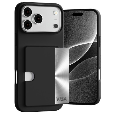 iPhone 13-17 Pro Max Mercury Goospery Rail 2 Card Holder Case Cover (iPhone 17 Pro Max, Black)