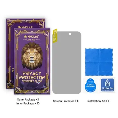 iPhone 6-17 Pro Max Kinglas Privacy Full Coverage Tempered Glass Screen Protector