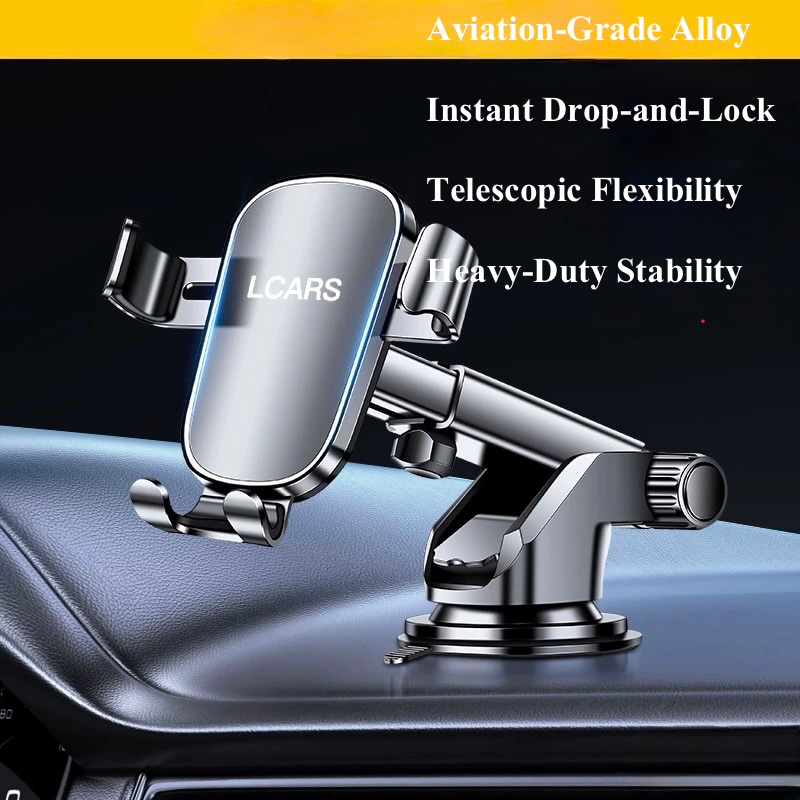 Gravity Car Phone Holder - Aviation-Grade Alloy, Auto-Locking, Washable Nano-Suction Cup with Adjustable Telescopic Arm