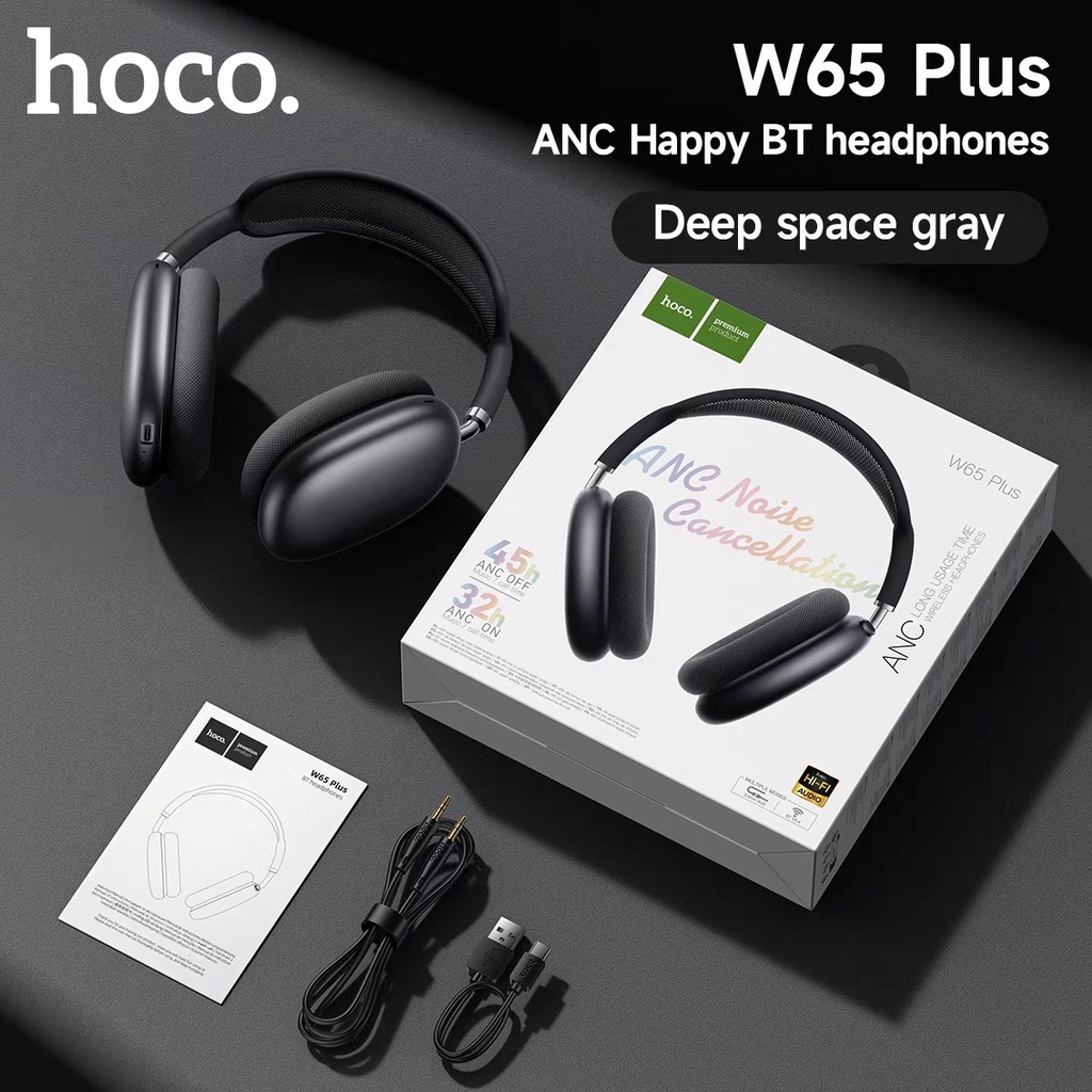 Hoco W65 Plus Happy ANC BT headphones (Black)