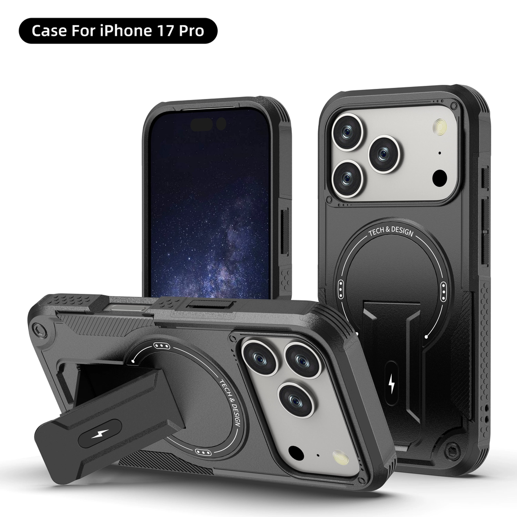 For iPhone 17-12 Series | Heavy Duty Military Grade Case with Magnetic Ring Stand — Full Protection Business Cover