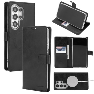 Mercury Blue Moon Diary Case With Magnetic Ring for Samsung Galaxy S26 Ultra (Black, S26 Ultra)